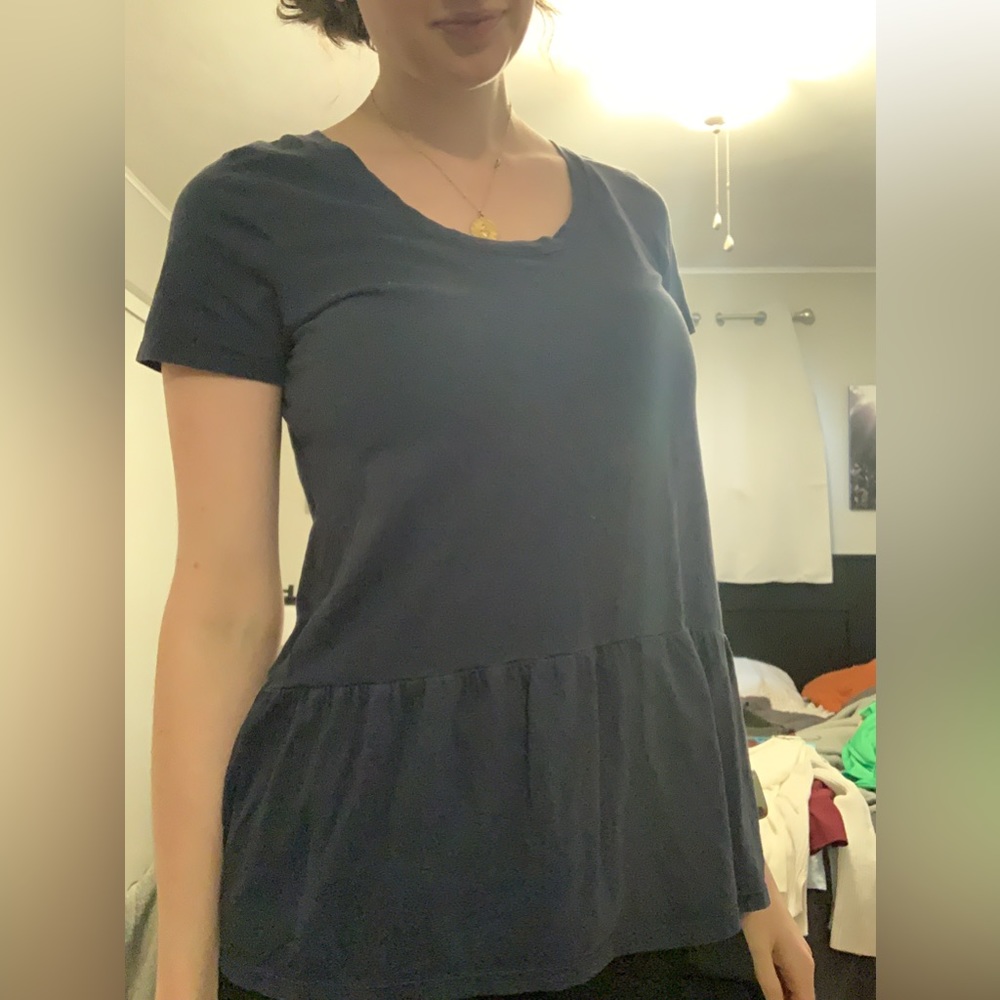 Eddie Bauer Navy Blue Peplum Top *Good Condition* size S